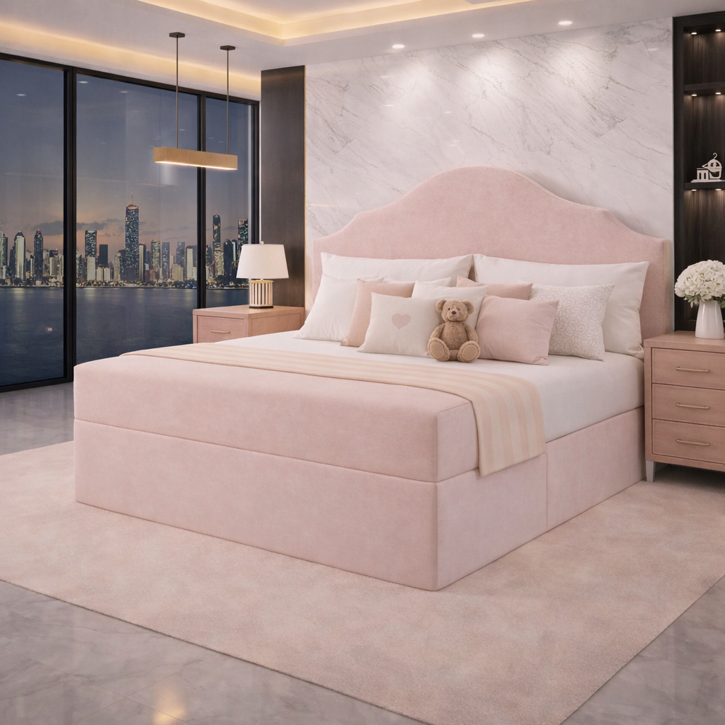 Paisley divan bed with upholstered headboard