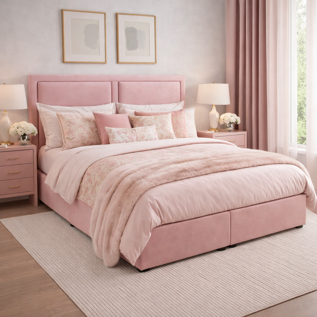 Pink Tia modern divan bed
