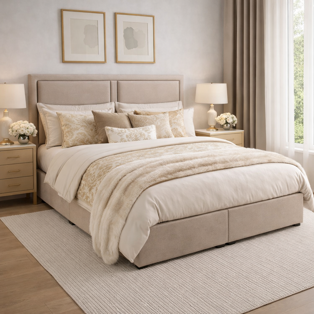 Beige Tia comfortable divan bed