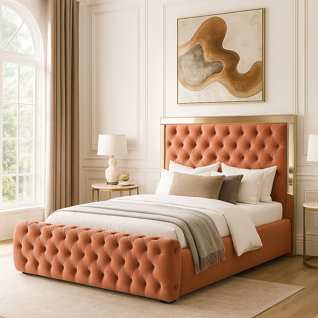 upholstered mirror bed