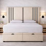 Valentina headboard with Contrast Border Divan Ottoman Bed