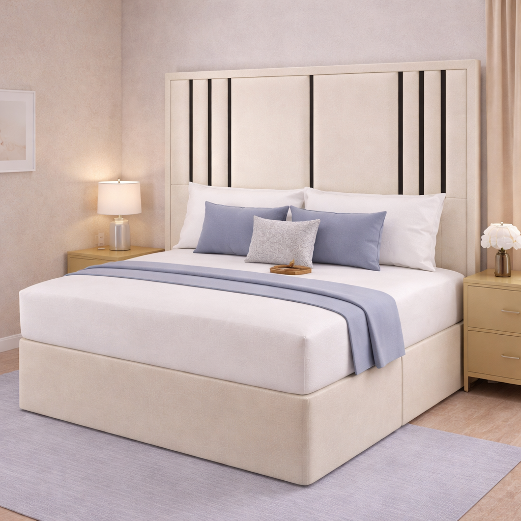 Valentina headboard with Contrast Border divan bed