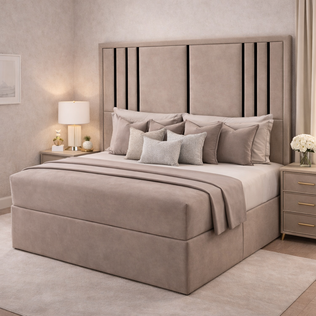 Valentina headboard with Contrast Border divan bed