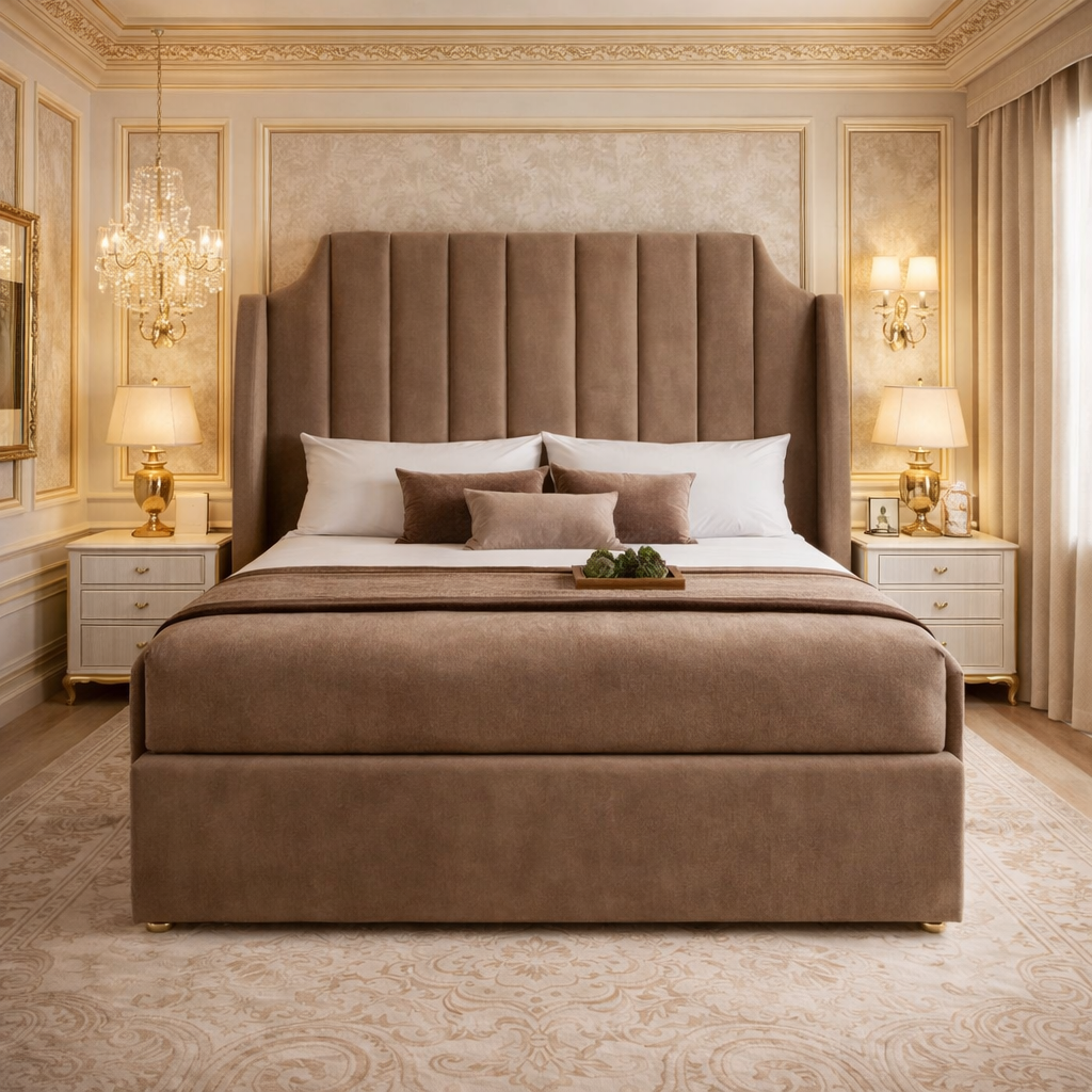 Brown Winged Art Deco Divan Bed
