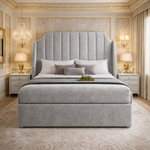 Load image into Gallery viewer, Classic Grey Winged Art Deco Divan Bed
