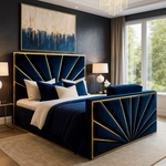 Load image into Gallery viewer, Gold Strip TV bed with built-in television