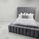 Load image into Gallery viewer, “Lined Emperor modern bed”