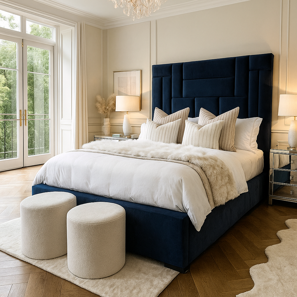 Blue Contemporary Oslo upholstered platform bed