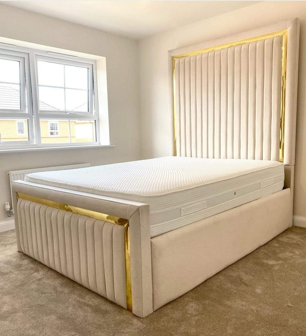 Bed with gold strip detailing