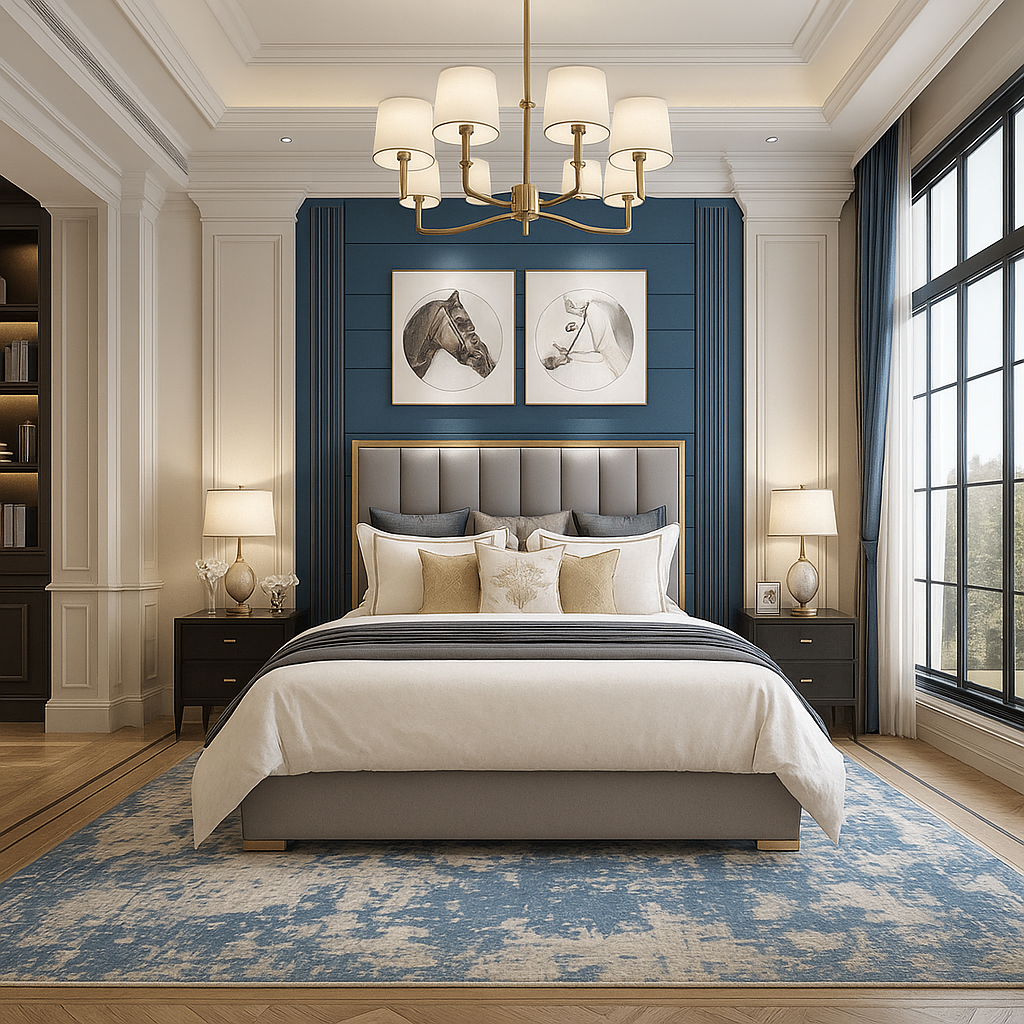Alysia stylish bed with gold accent